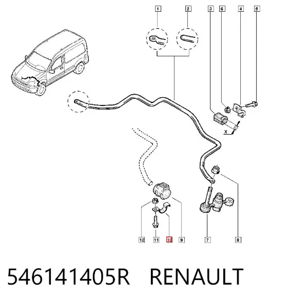 Хомут крепления втулки стабилизатора переднего 546141405R Renault (RVI)