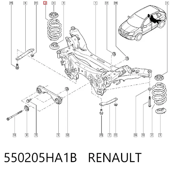 Задняя пружина 550205HA1B Renault (RVI)