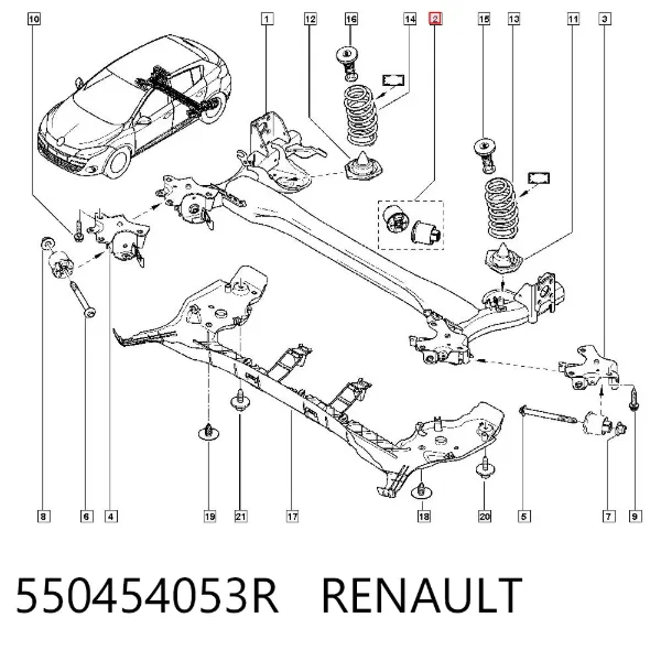 Сайлентблок задней балки 550454053R Renault (RVI)