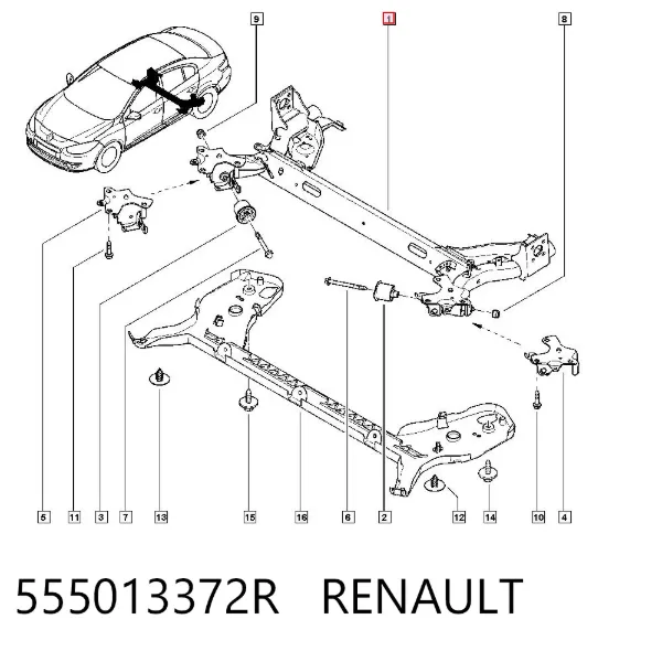 Подрамник задний 555013372R Renault (RVI)