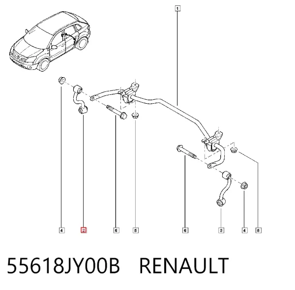 Стойка заднего стабилизатора правая 55618JY00B Renault (RVI)