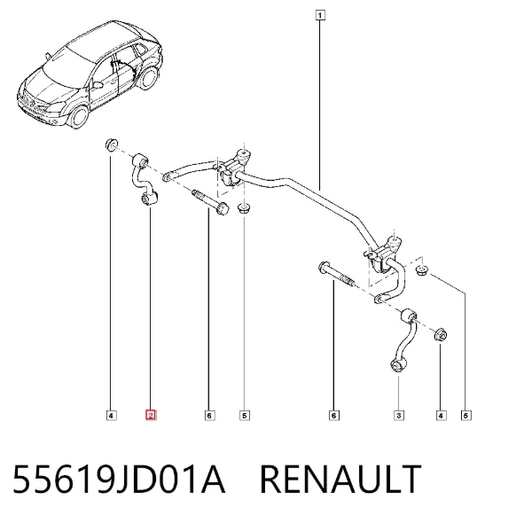 Стойка заднего стабилизатора правая 55619JD01A Renault (RVI)