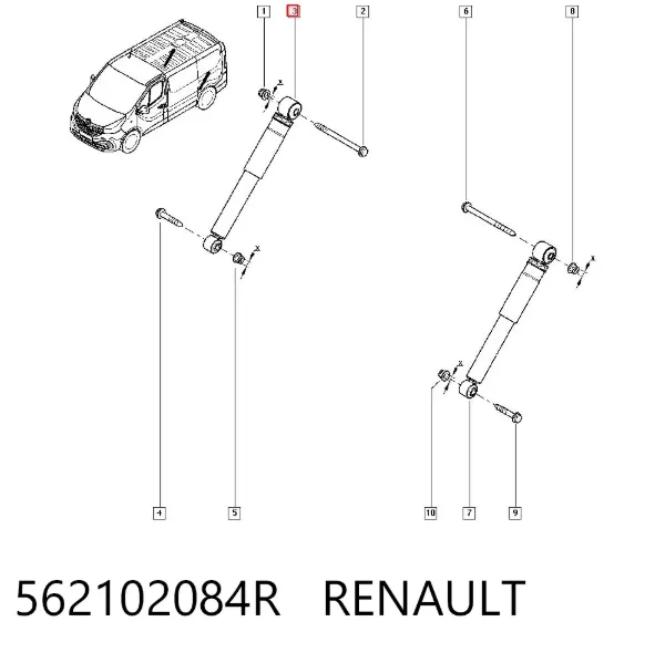 Амортизатор задний 562102084R Renault (RVI)