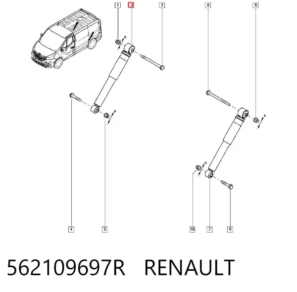 Амортизатор задний 562109697R Renault (RVI)