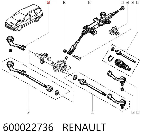 Рулевой наконечник 600022736 Renault (RVI)