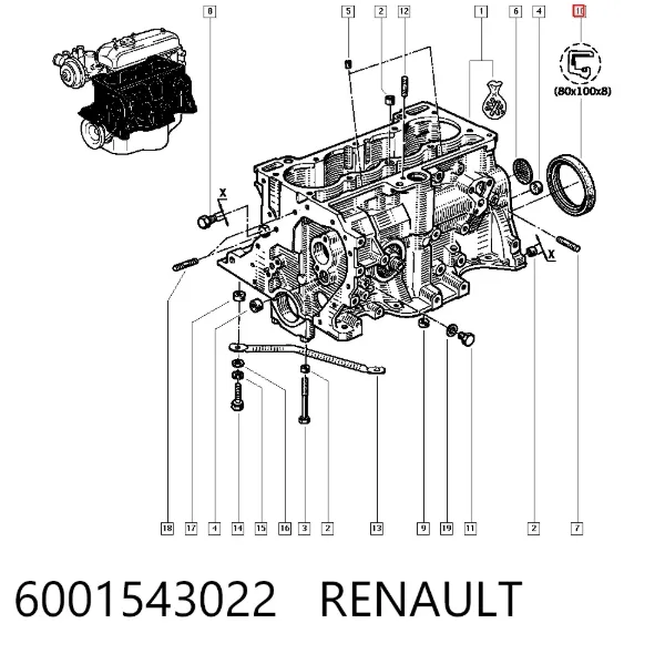Сальник коленвала задний 6001543022 Renault (RVI)