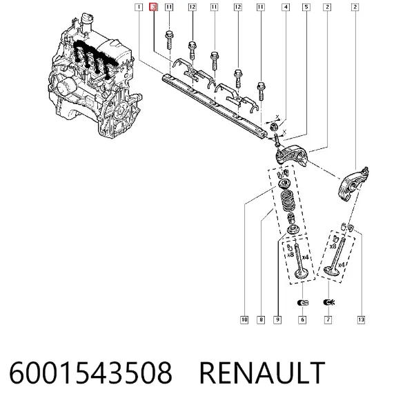 Ось коромысла рокеров 6001543508 Renault (RVI)