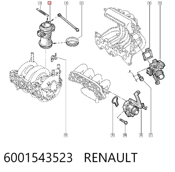Дроссельная заслонка 6001543523 Renault (RVI)