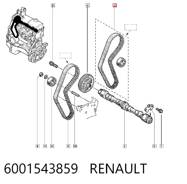 Комплект ГРМ 6001543859 Renault (RVI)