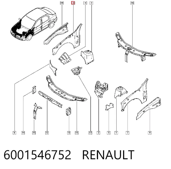 Арка крыла переднего правого 6001546752 Renault (RVI)