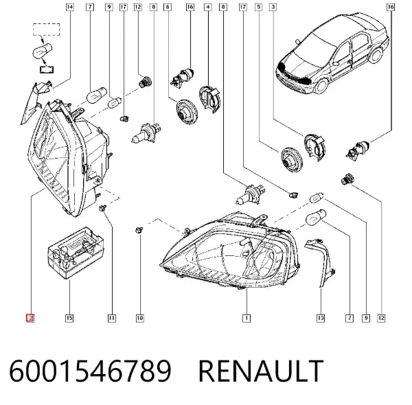 Правая фара 6001546789 Renault (RVI)
