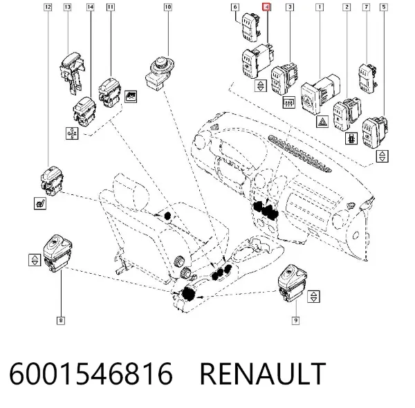 Центральная кнопка стеклоподъемника 6001546816 Renault (RVI)