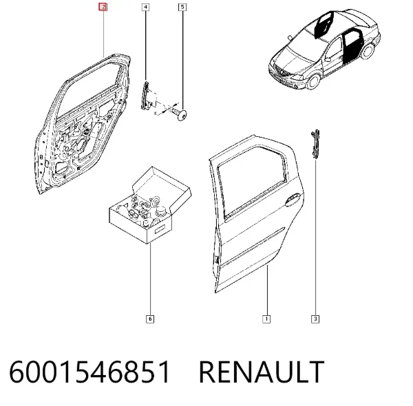 Дверь задняя правая 6001546851 Renault (RVI)