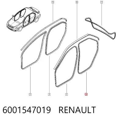 Уплотнитель двери задней левой (на кузове) RENAULT 6001547019