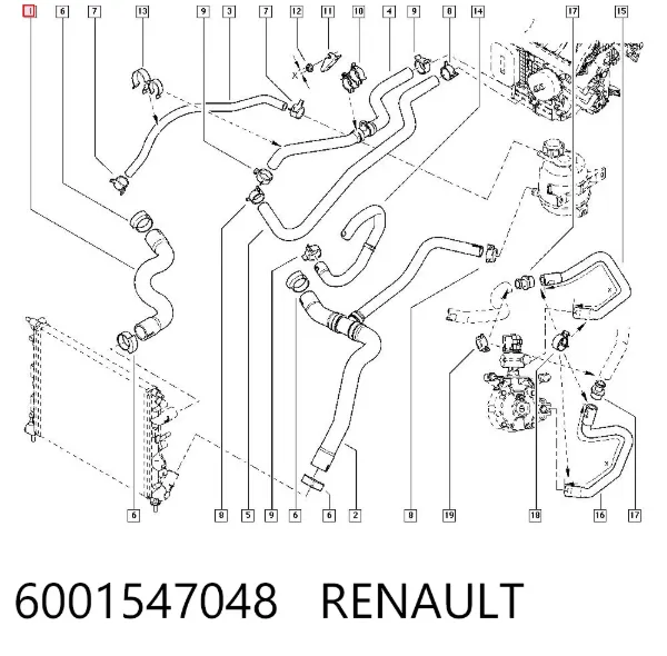 Патрубок радиатора 6001547048 Renault (RVI)