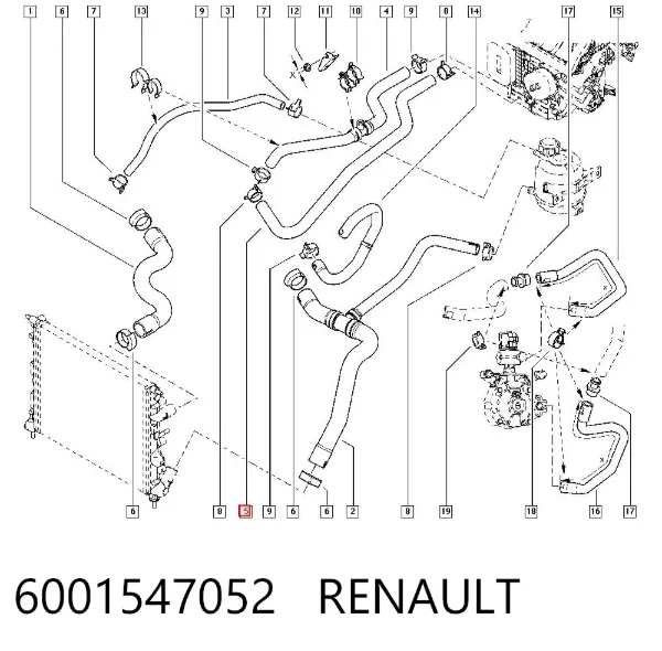 Шланг отопителя обратка 6001547052 Renault (RVI)
