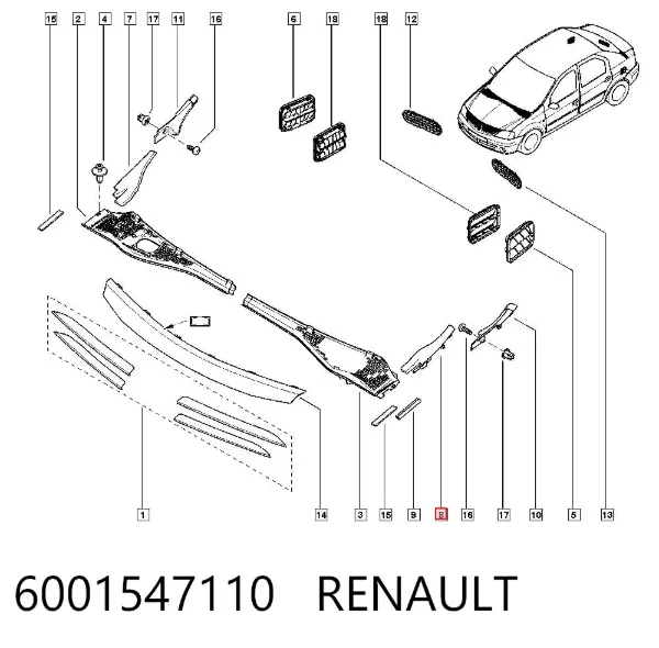 Накладка стойки кузова внешняя передняя левая 6001547110 Renault (RVI)