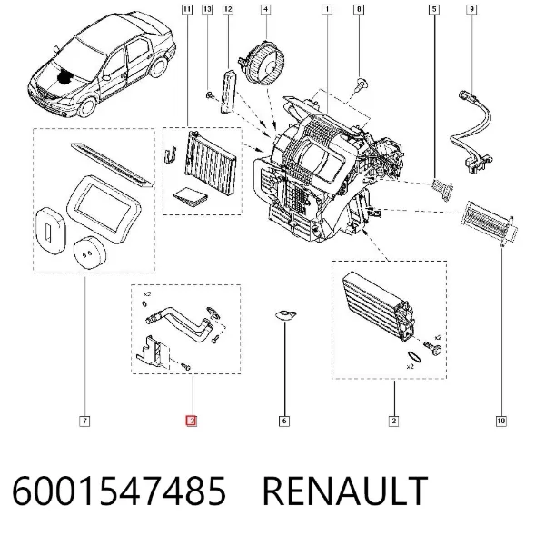 Шланг радиатора отопителя (печки), сдвоенный 6001547485 Renault (RVI)