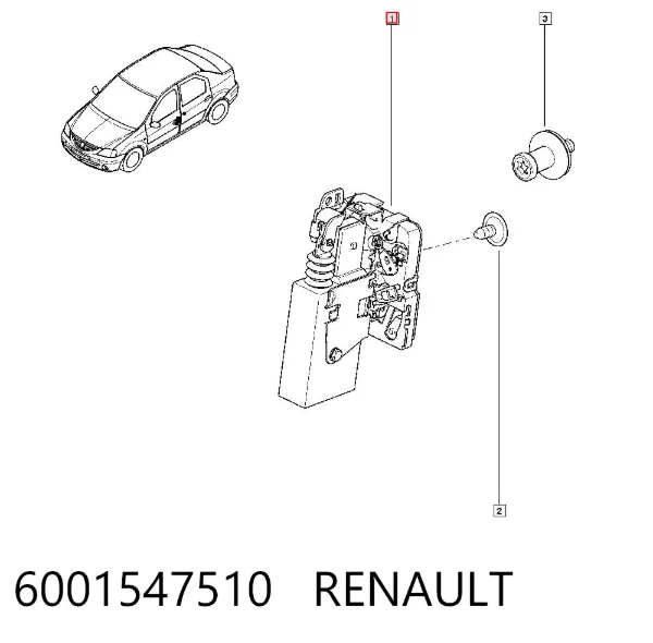 Замок водительской двери 6001547510 Renault (RVI)