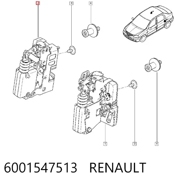 Замок двери задней правой 6001547513 Renault (RVI)