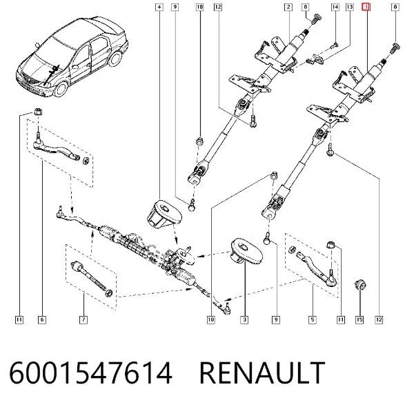 Рулевая колонка 6001547614 Renault (RVI)