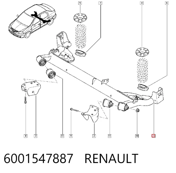Подрамник задний 6001547887 Renault (RVI)
