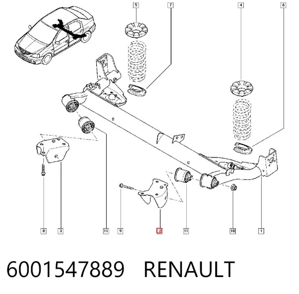 Кронштейн задней балки 6001547889 Renault (RVI)