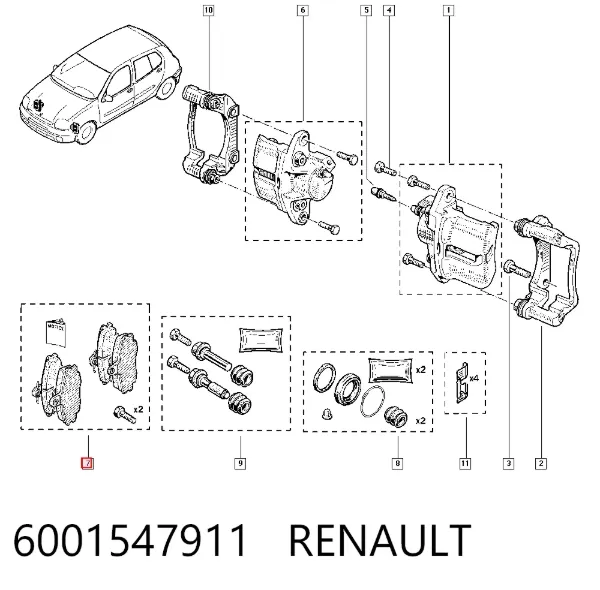 Передние тормозные колодки 6001547911 Renault (RVI)
