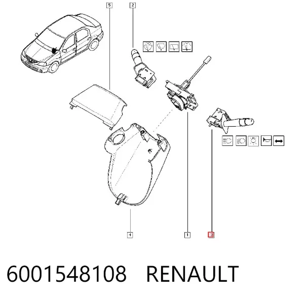Левый подрулевой переключатель 6001548108 Renault (RVI)