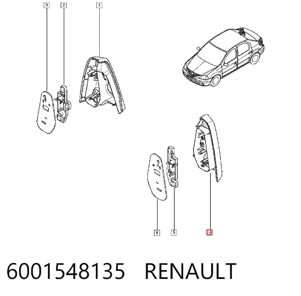 Фонарь задний левый 6001548135 Renault (RVI)