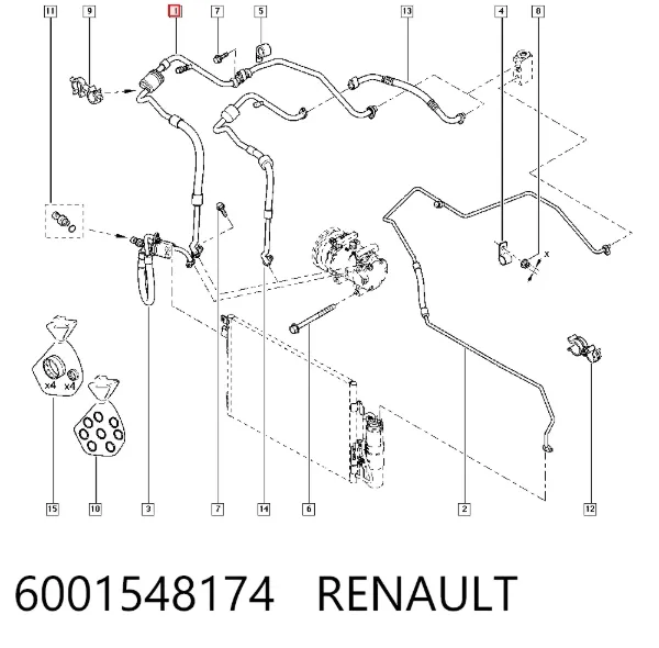 Шланг кондиционера, от испарителя к компрессору 6001548174 Renault (RVI)