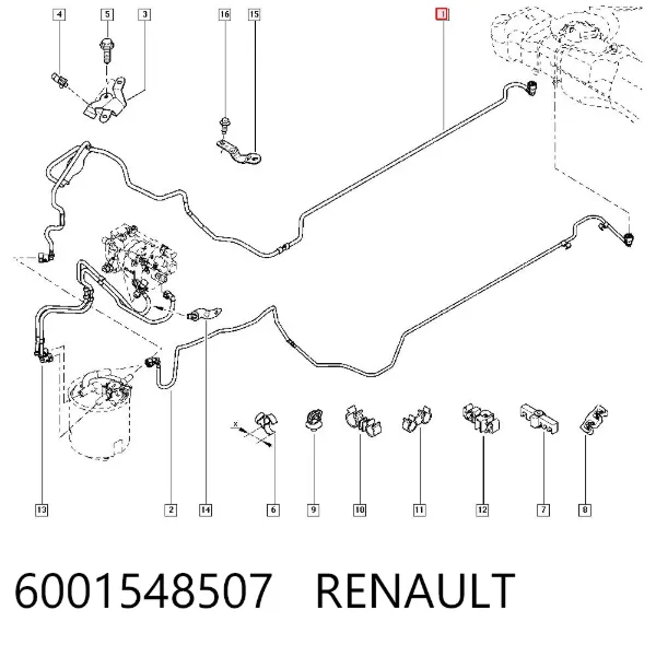 Трубка топливная, от бака к топливному фильтру 6001548507 Renault (RVI)