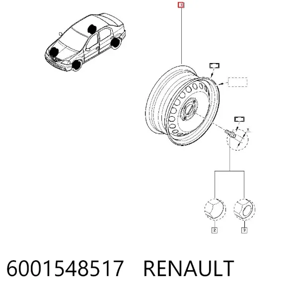 Диски колесные стальные (штампованные) 6001548517 Renault (RVI)