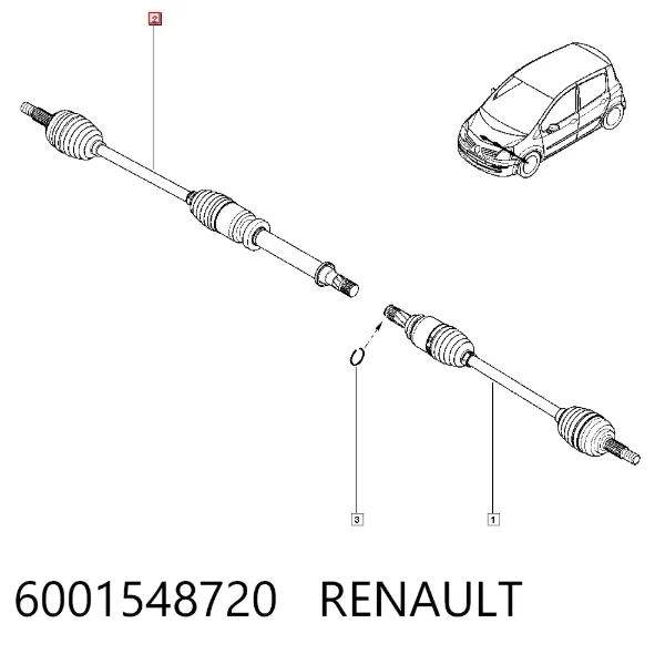 Правая полуось 6001548720 Renault (RVI)