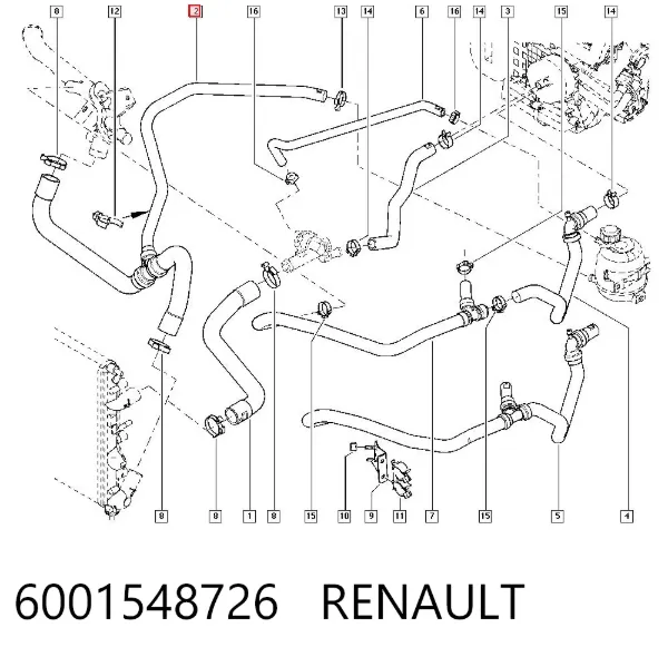 Нижний шлаг радиатора охлаждения 6001548726 Renault (RVI)
