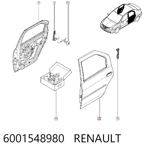 Направляющая стекла рамки двери задней левой 6001548980 Renault (RVI)