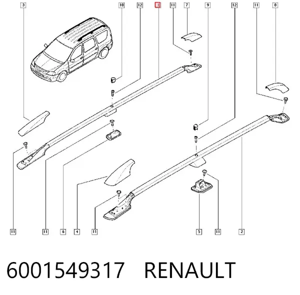 Рейлинг крыши правый 6001549317 Renault (RVI)
