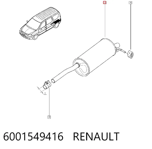 Глушитель задний 6001549416 Renault (RVI)