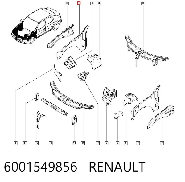 Арка крыла переднего правого 6001549856 Renault (RVI)