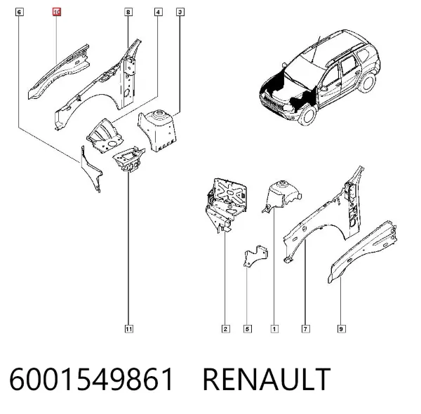 Арка крыла переднего правого 6001549861 Renault (RVI)