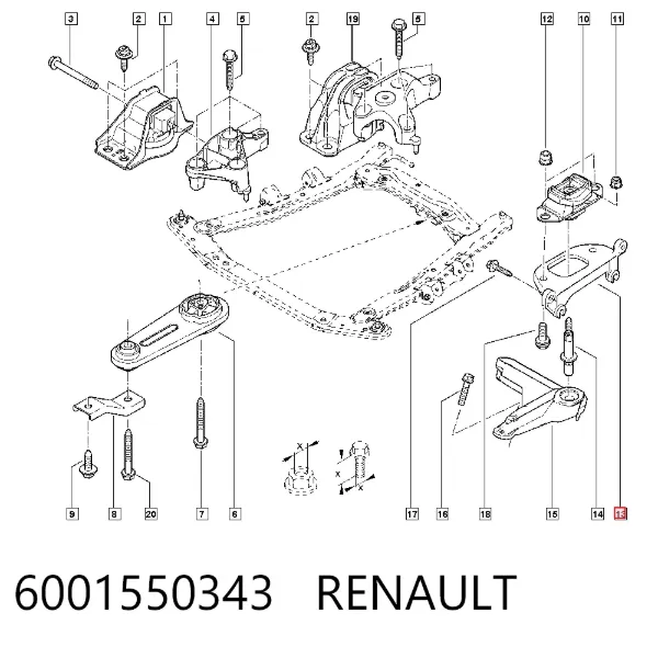 Кронштейн подушки (опоры) двигателя левой 6001550343 Renault (RVI)