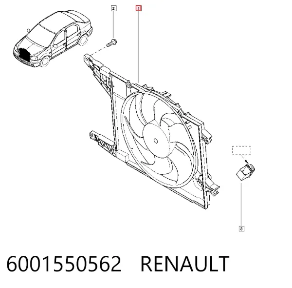 Диффузор вентилятора в сборе с мотором и крыльчаткой 6001550562 Renault (RVI)