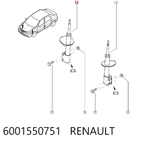 Амортизатор передний 6001550751 Renault (RVI)