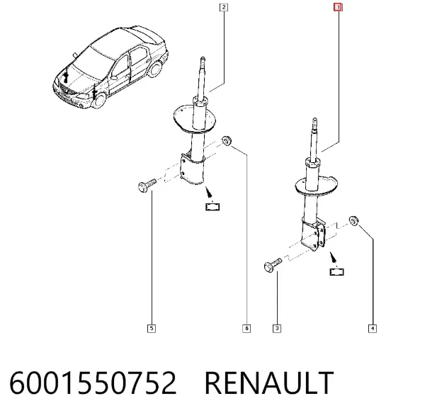 Амортизатор передний 6001550752 Renault (RVI)