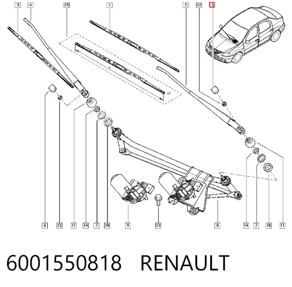 Заглушка гайки крепления поводка переднего дворника 6001550818 Renault (RVI)
