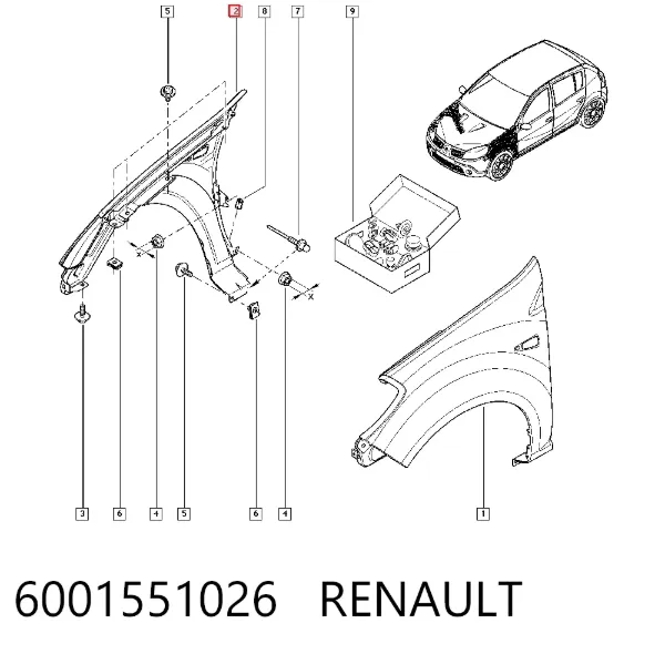 Крыло переднее правое 6001551026 Renault (RVI)
