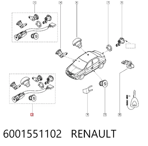 Личинка замка двери передней 6001551102 Renault (RVI)
