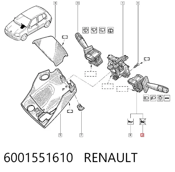 Левый подрулевой переключатель 6001551610 Renault (RVI)
