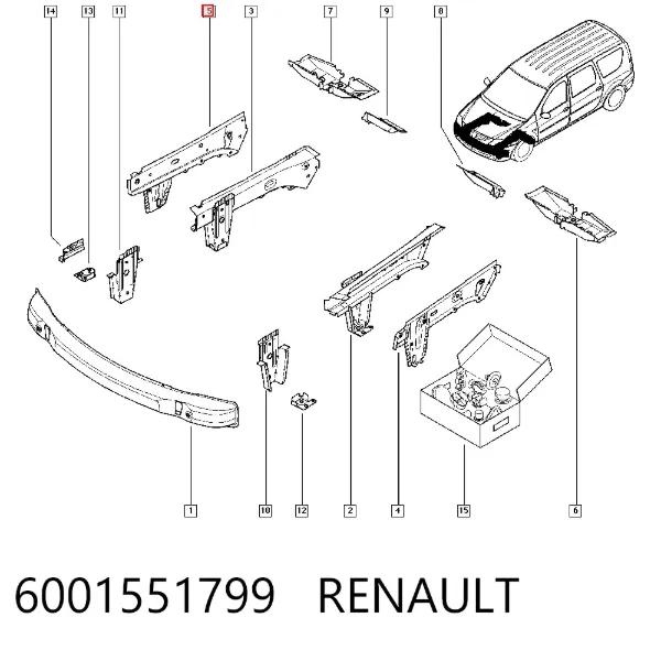 Усилитель переднего лонжерона 6001551799 Renault (RVI)