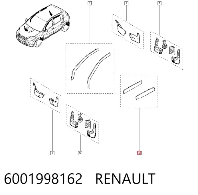 Дефлектор окон на стекло двери, комплект 2 шт RENAULT 6001998162